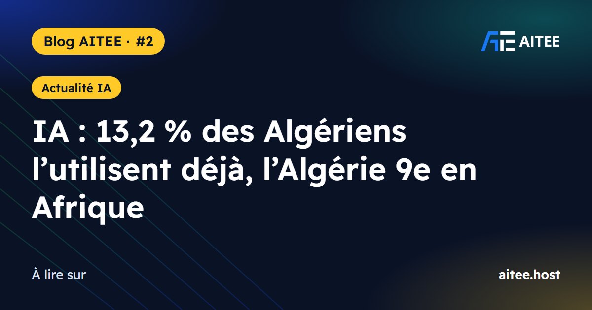 IA : 13,2 % des Algériens l’utilisent déjà, l’Algérie 9e en Afrique