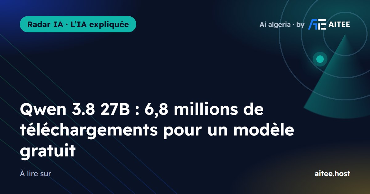 Qwen 3.8 27B : 6,8 millions de téléchargements pour un modèle gratuit