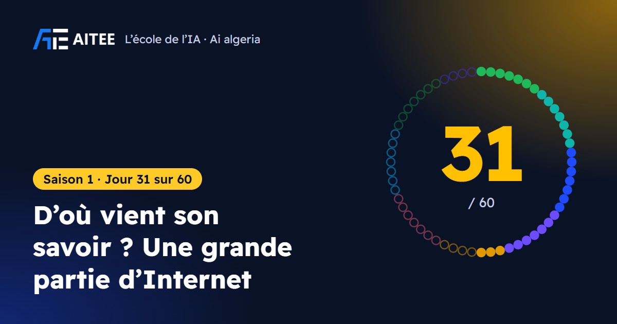 Saison 1 · Jour 31 : D’où vient son savoir ? Une grande partie d’Internet