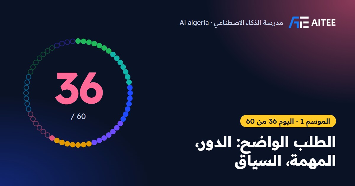 الموسم 1 · اليوم 36: الطلب الواضح: الدور، المهمة، السياق