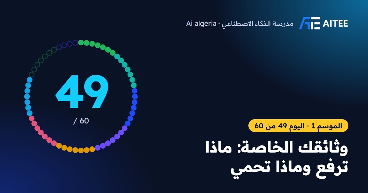 الموسم 1 · اليوم 49: وثائقك الخاصة: ماذا ترفع وماذا تحمي